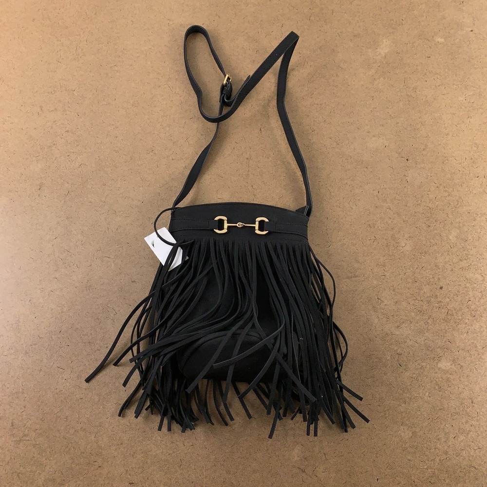 Discovery Women's Small Black Fringe Accent Crossbody Bag NWT